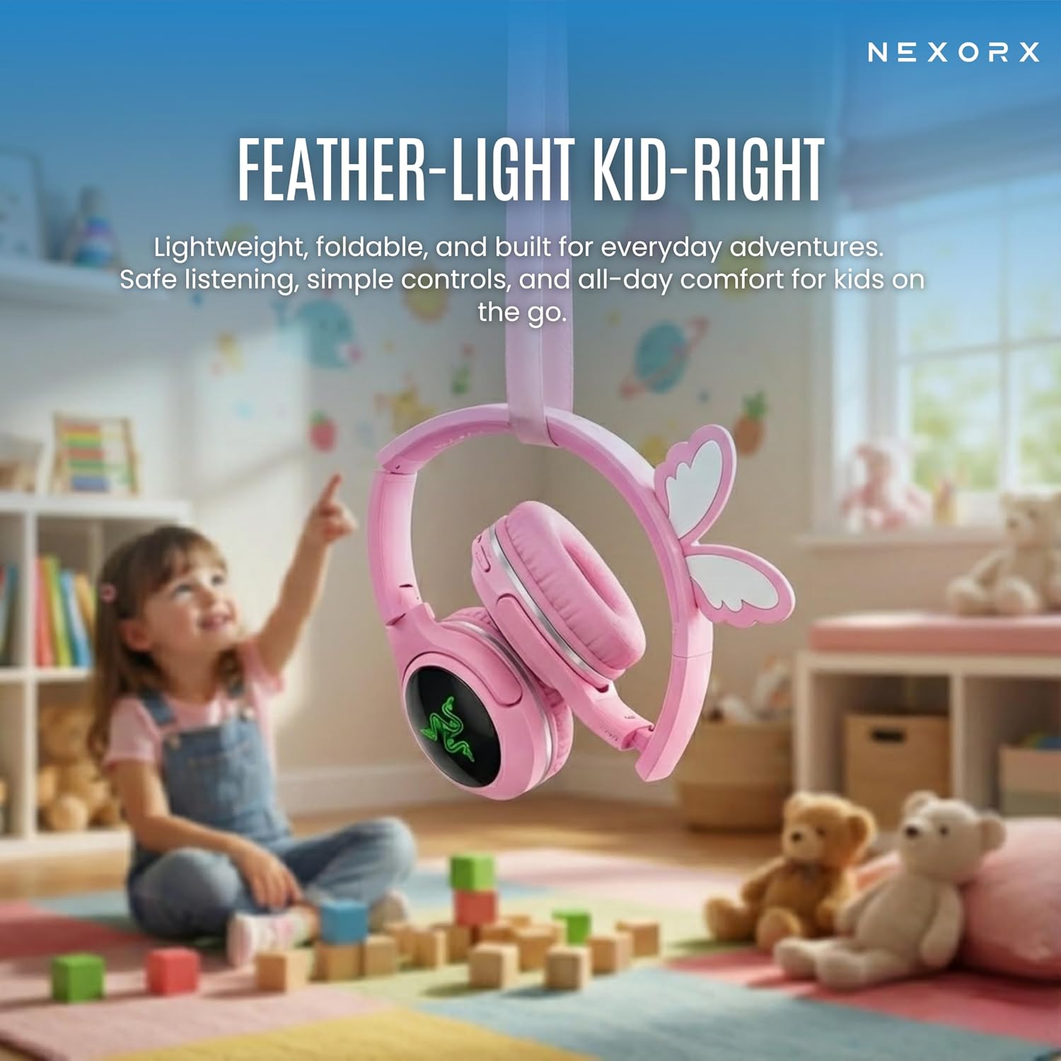Nexorx - Nextunes 003 Lite Kids Bluetooth Headphones - Pink