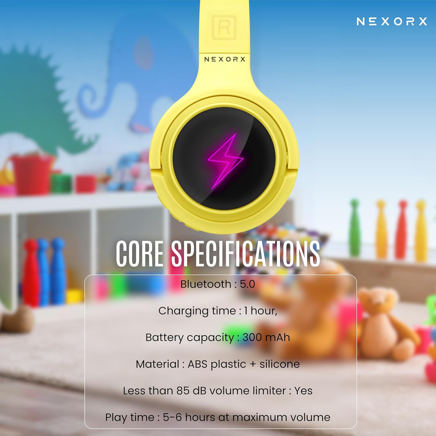 Nexorx - Nextunes 003 Lite Kids Bluetooth Headphones - Yellow