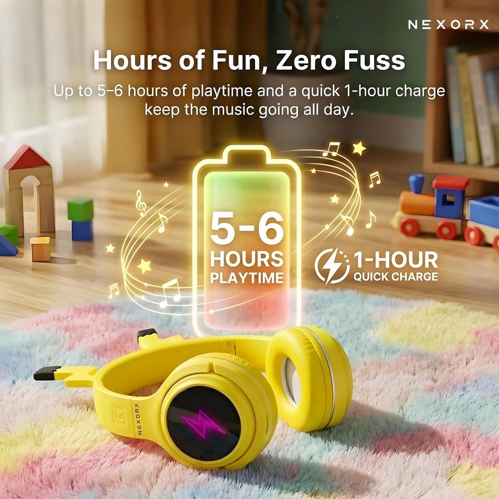Nexorx - Nextunes 003 Lite Kids Bluetooth Headphones - Yellow