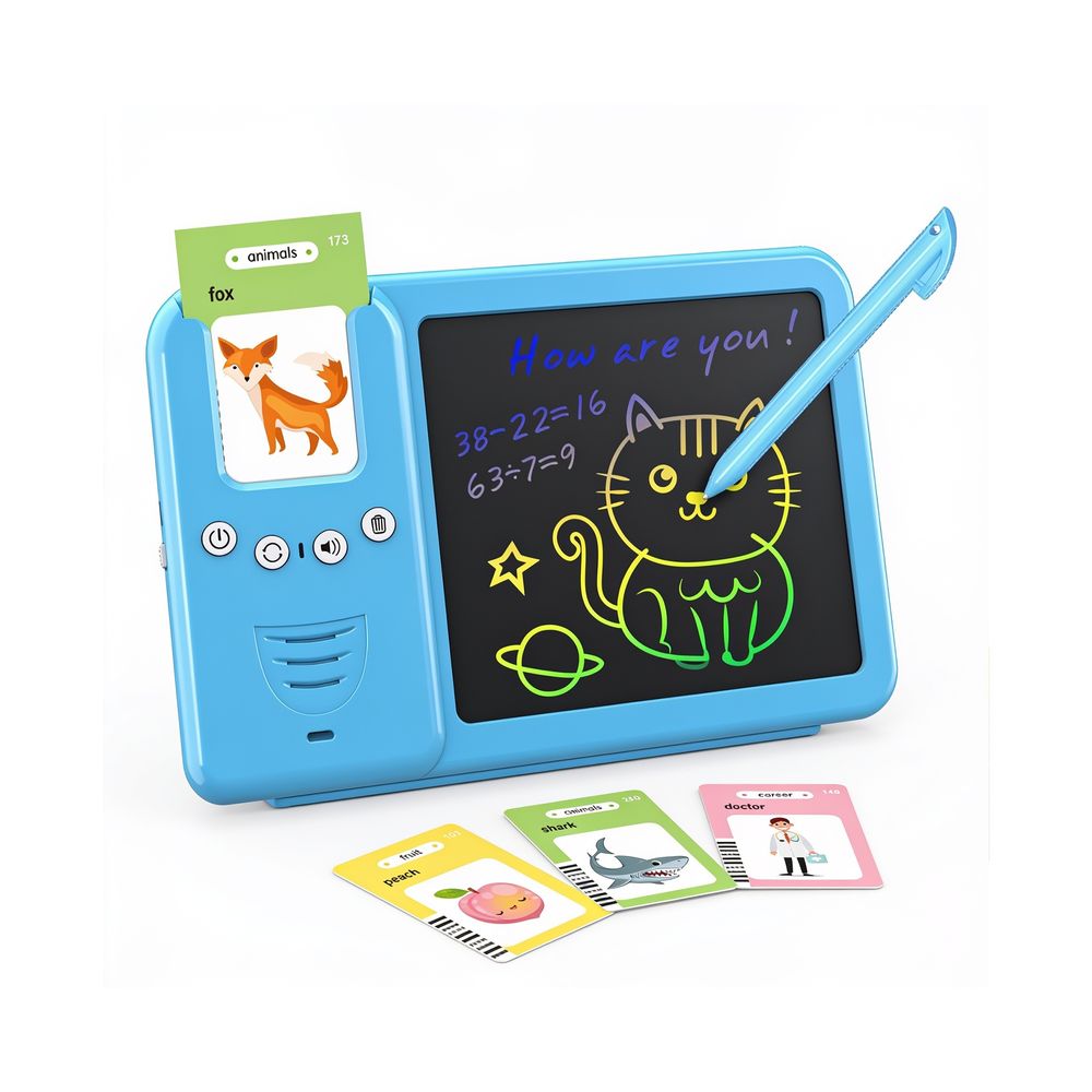 Nexorx - PlayPad Kids LCD Learning Tablet With Flash Cards - Blue