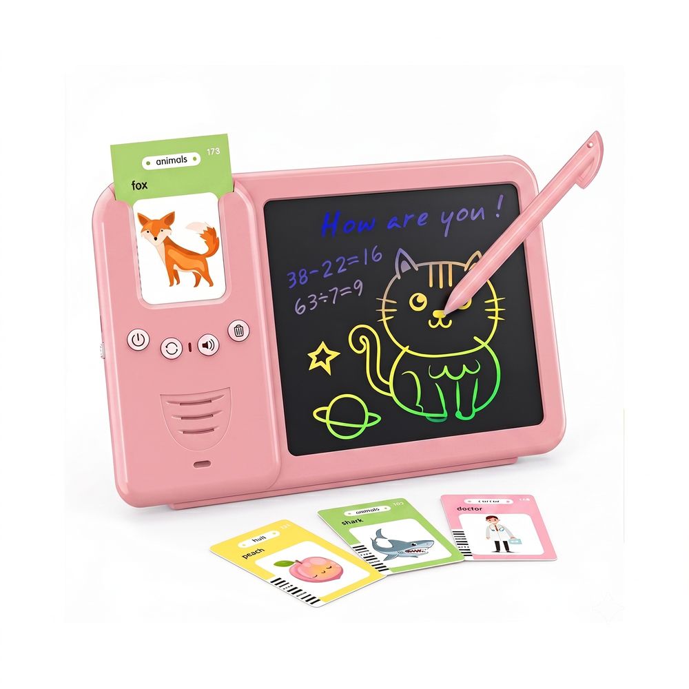 Nexorx - PlayPad Kids LCD Learning Tablet With Flash Cards - Pink