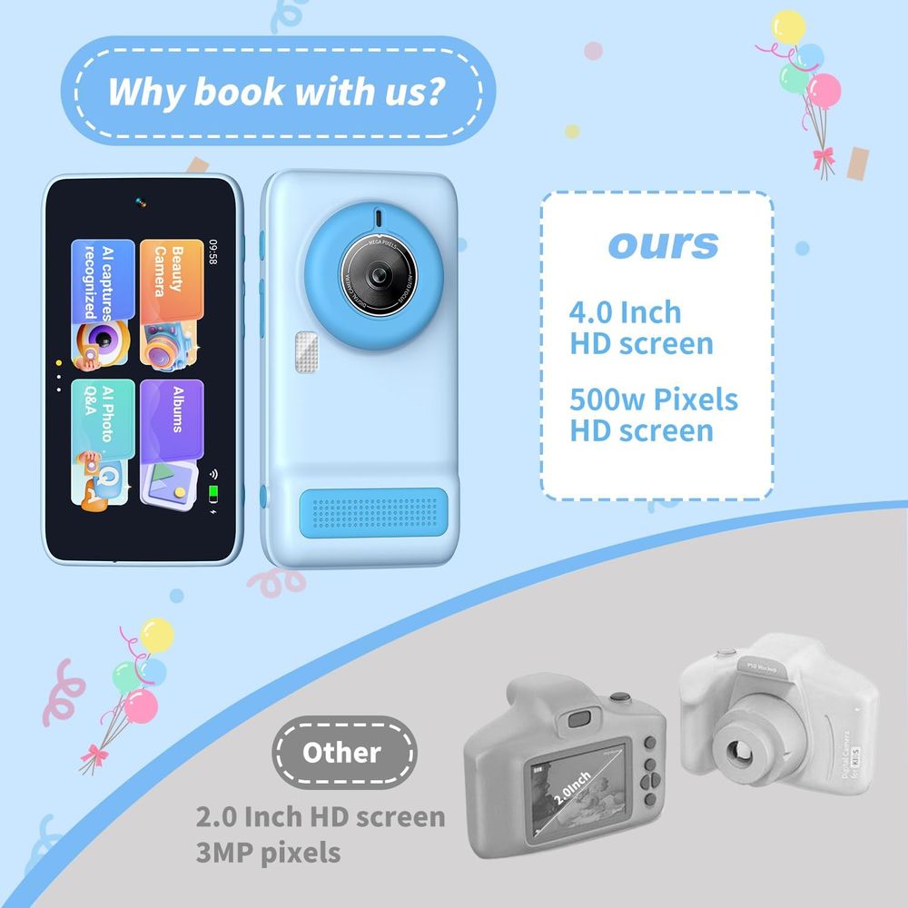 Nexorx - Kids Snap Buddy AI Camera - Blue