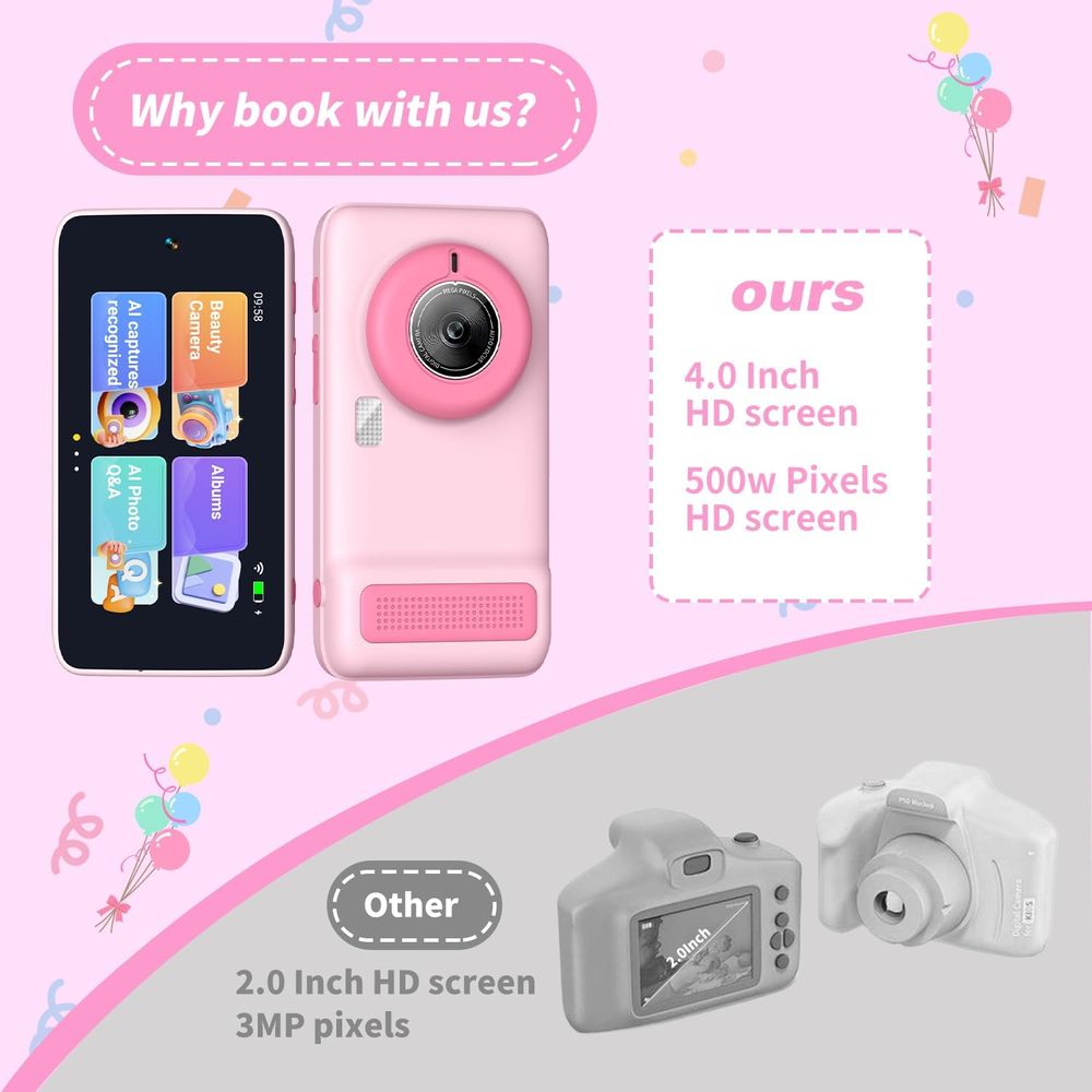 Nexorx - Kids Snap Buddy AI Camera - Pink