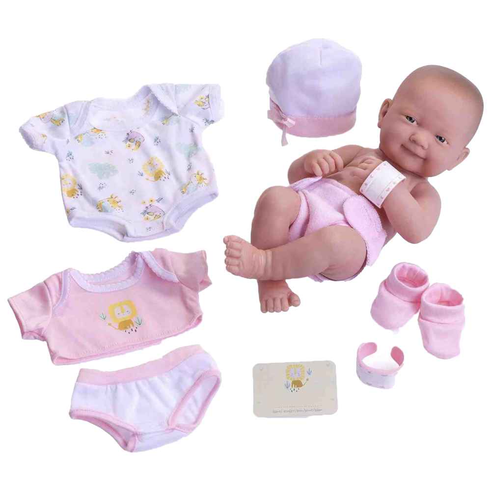 JC Toys - La Newborn Baby Doll Set - Pink - 9 Pcs