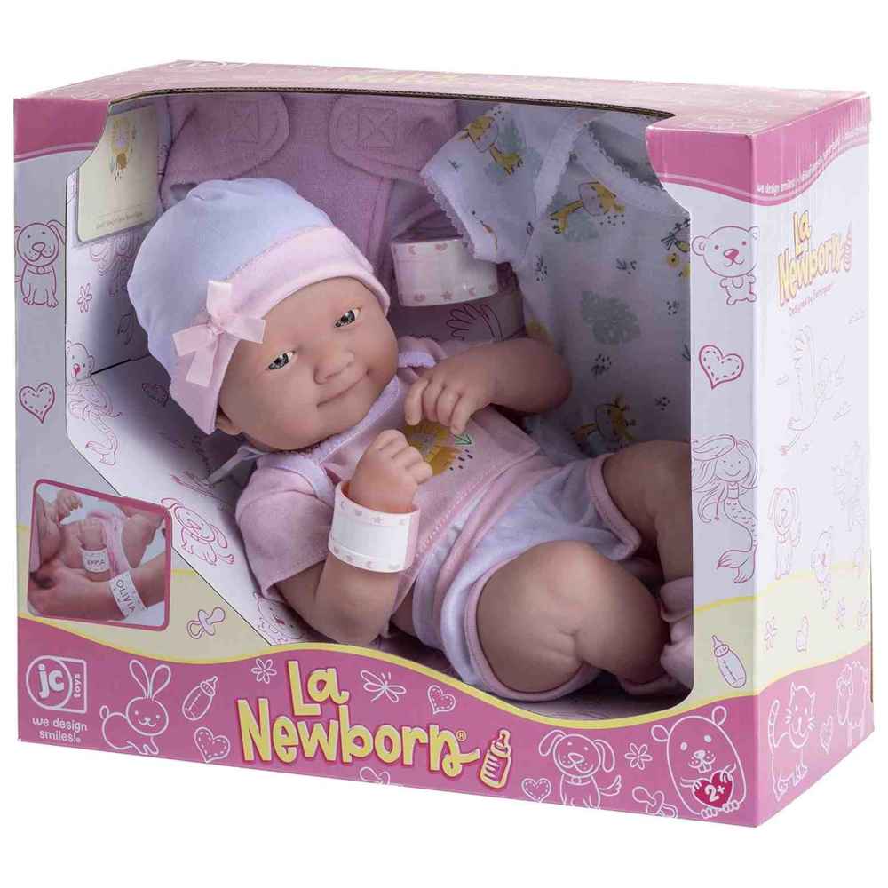 JC Toys - La Newborn Baby Doll Set - Pink - 9 Pcs