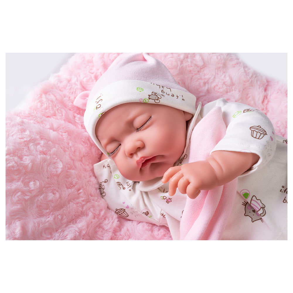 Antonio Juan - Sleepy Moon Newborn With Cushion Doll - Pink