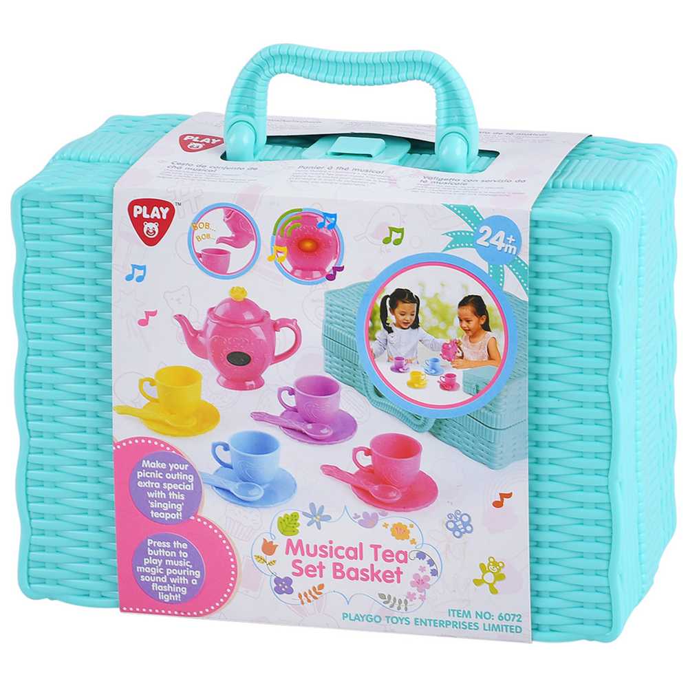 Playgo - Musical Tea Set Basket - 14 Pcs