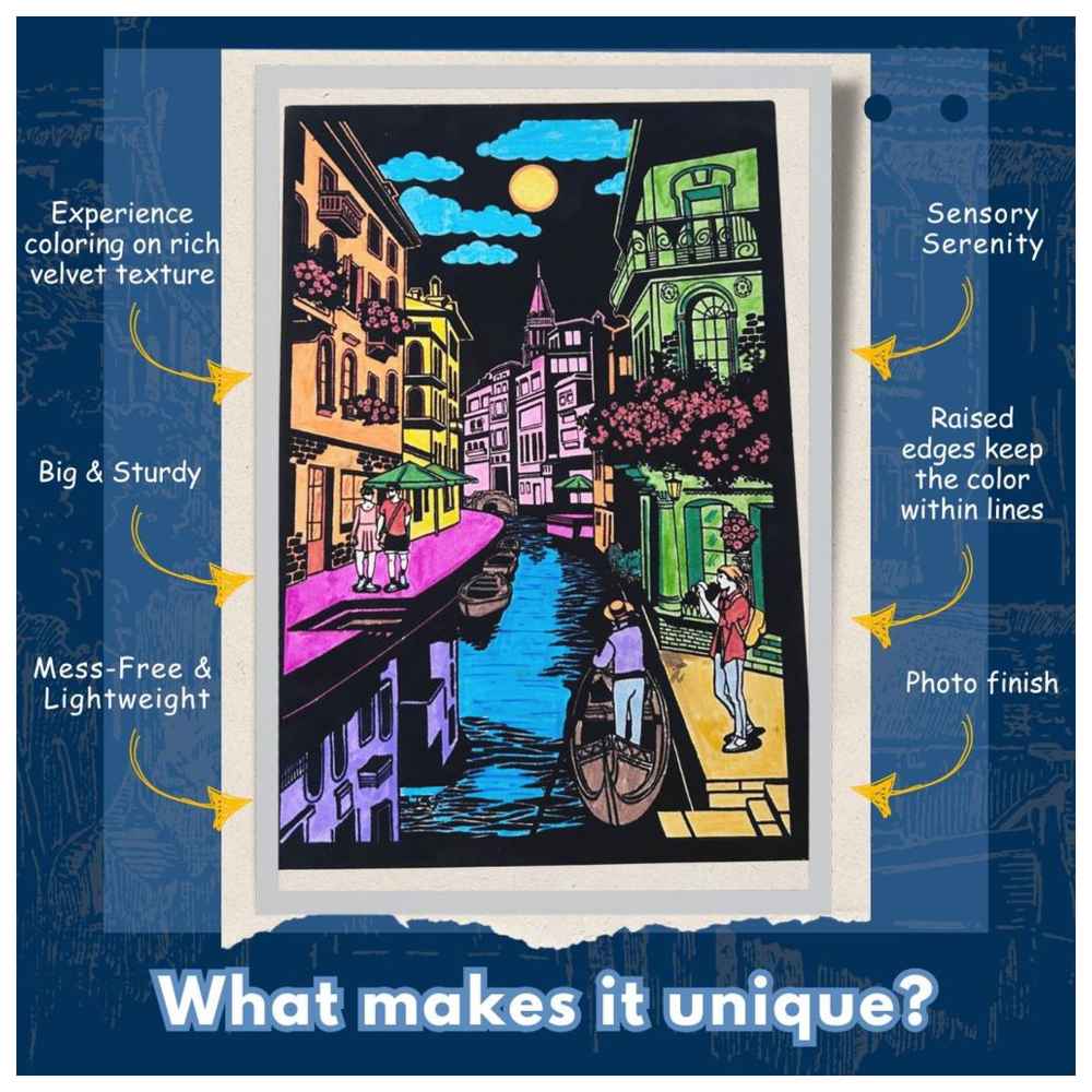 Pepplay - City On Water Velvet Colouring Canvas