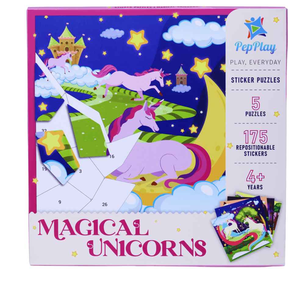 Pepplay - Magical Unicorn Educational Sticker Puzzle - 5 Puzzles