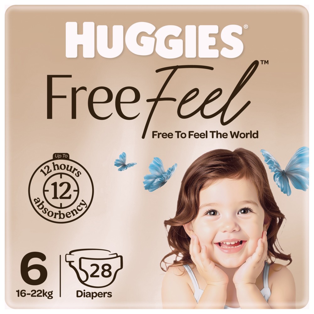 Huggies - Free Feel Active Baby Diapers - Size 6 - 16-22 kg - 28 Count