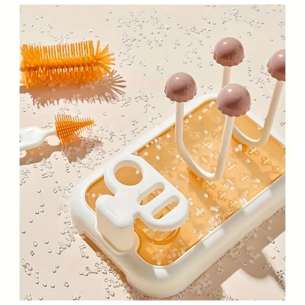 Factory Price Baby Bottle Cleaning Brush Set with Drying Rack