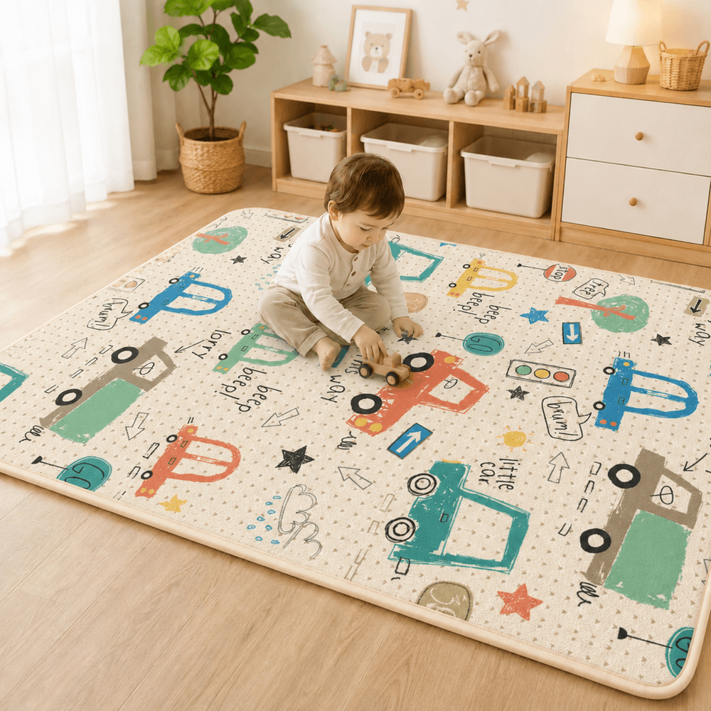 Factory Price - Kid's Cars Design Play Mat Rug - 160 x 200 cm