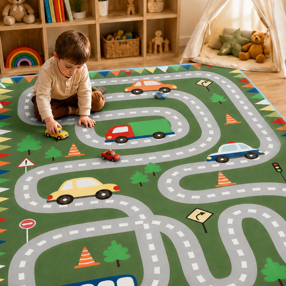 Factory Price - Kid's Race Track Design Play Mat Rug - 160 x 200 cm