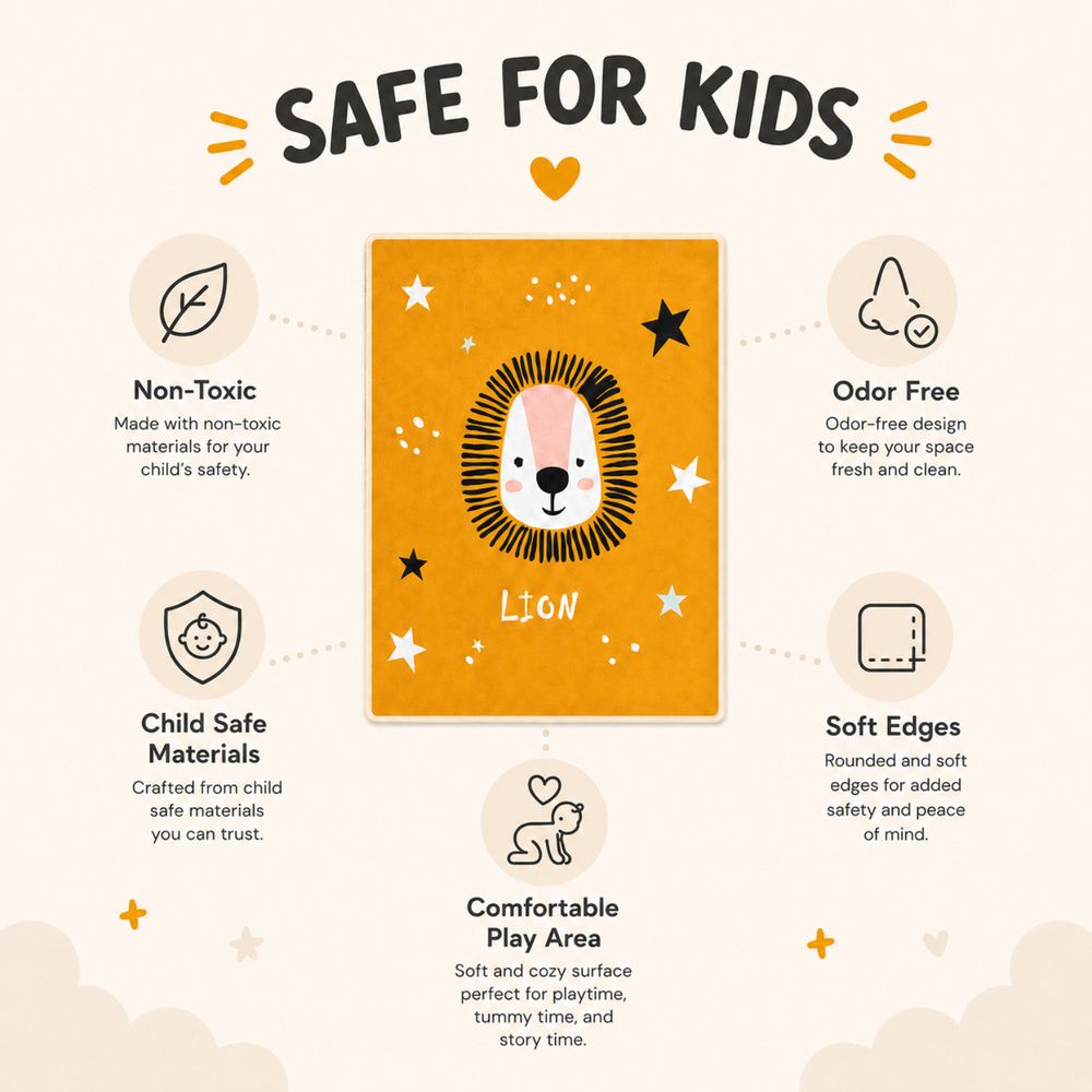 Factory Price - Kid's Lion Design Room Play Mat Rug - 160 x 200 cm