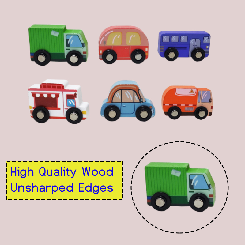 Factory Price - Wooden Mini Car Set - 6 Pcs