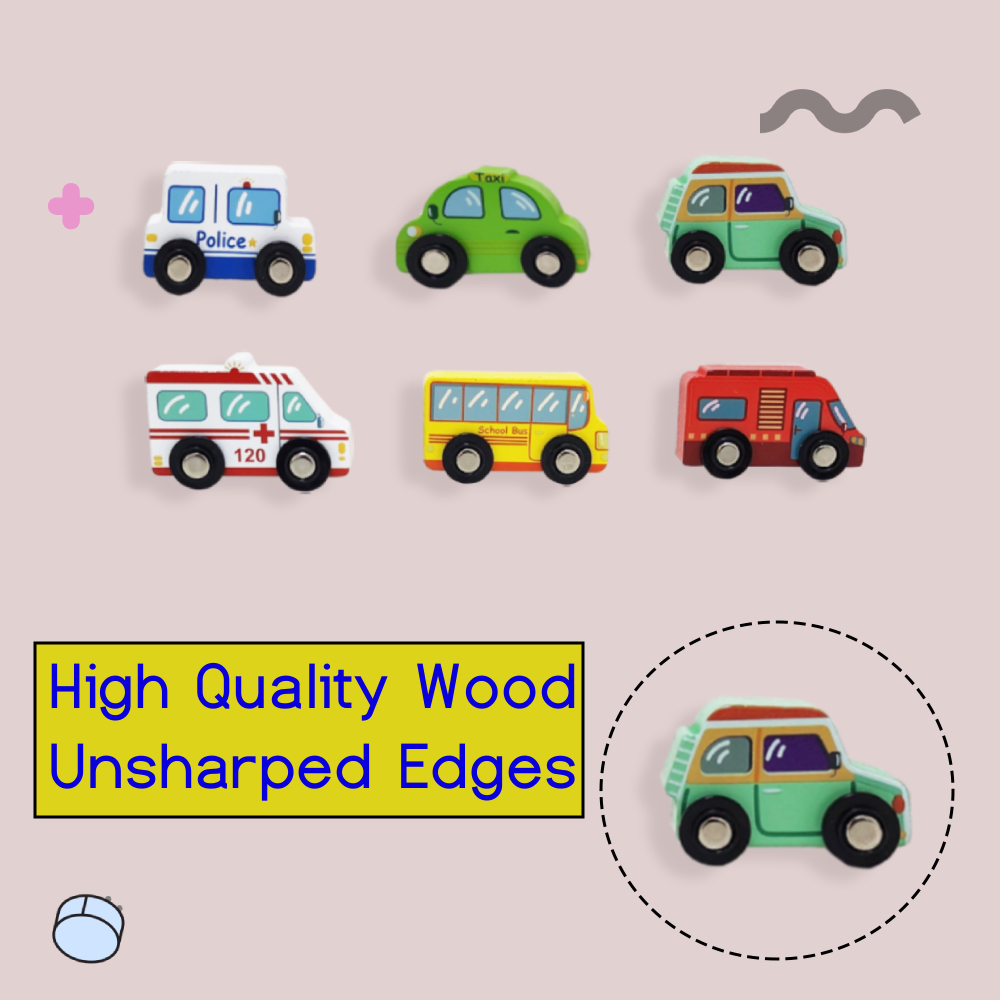 Factory Price - Wooden Mini Car Set - D - 6 Pcs
