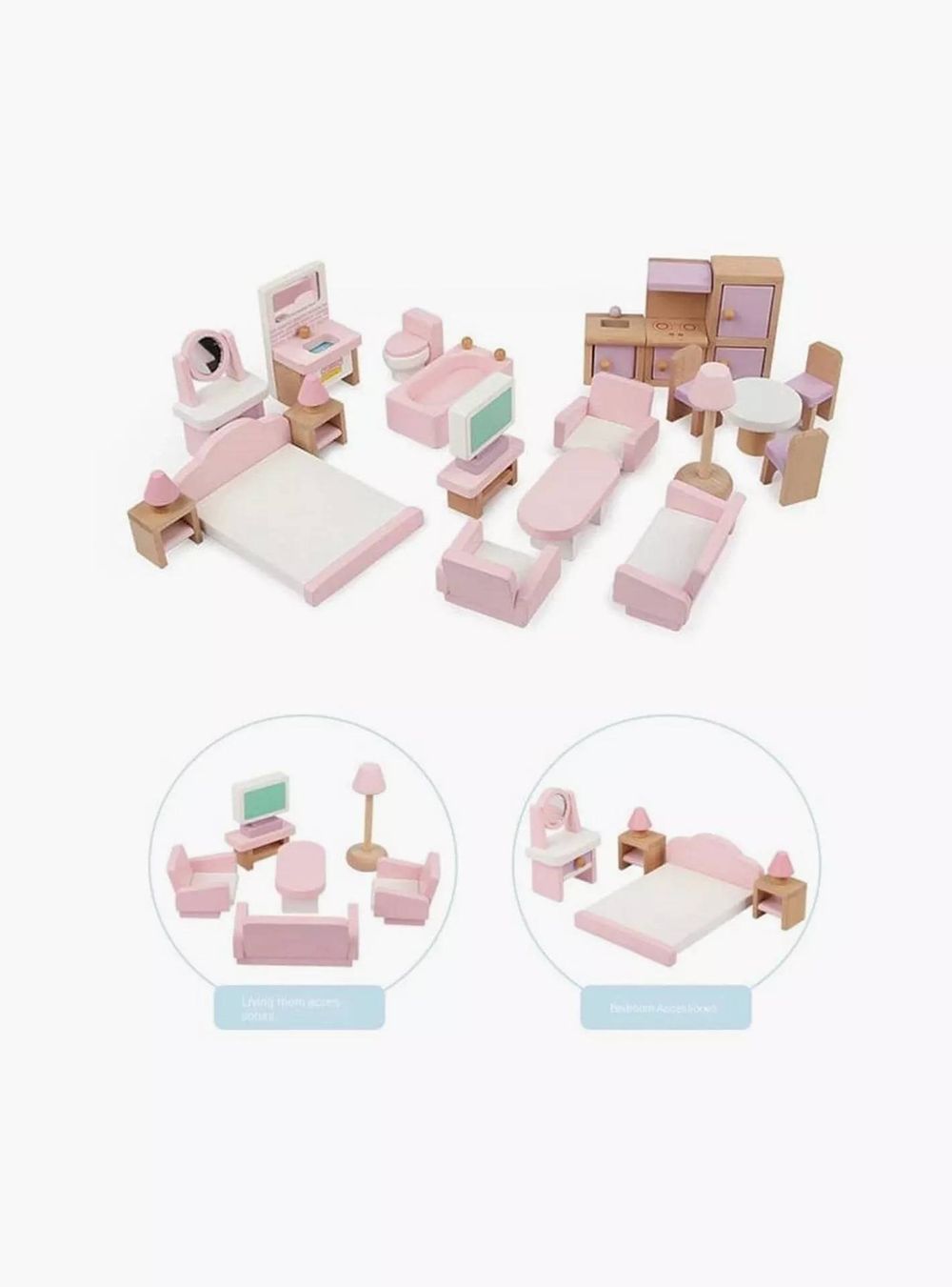 Factory Price - Ava Wooden Realistic Doll-House - Pink