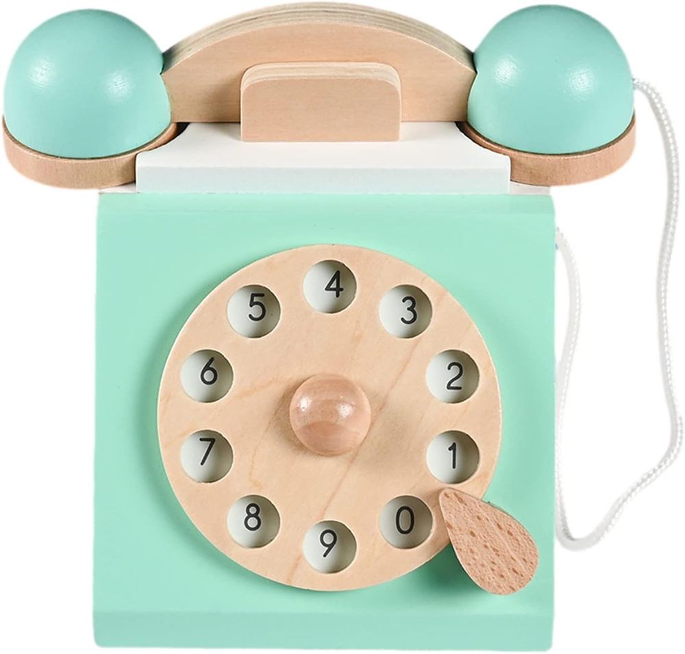Factory Price - Interactive Retro Wooden Telephone Toy - Green