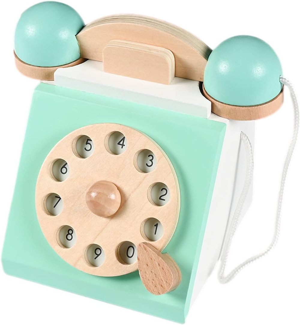 Factory Price - Interactive Retro Wooden Telephone Toy - Green