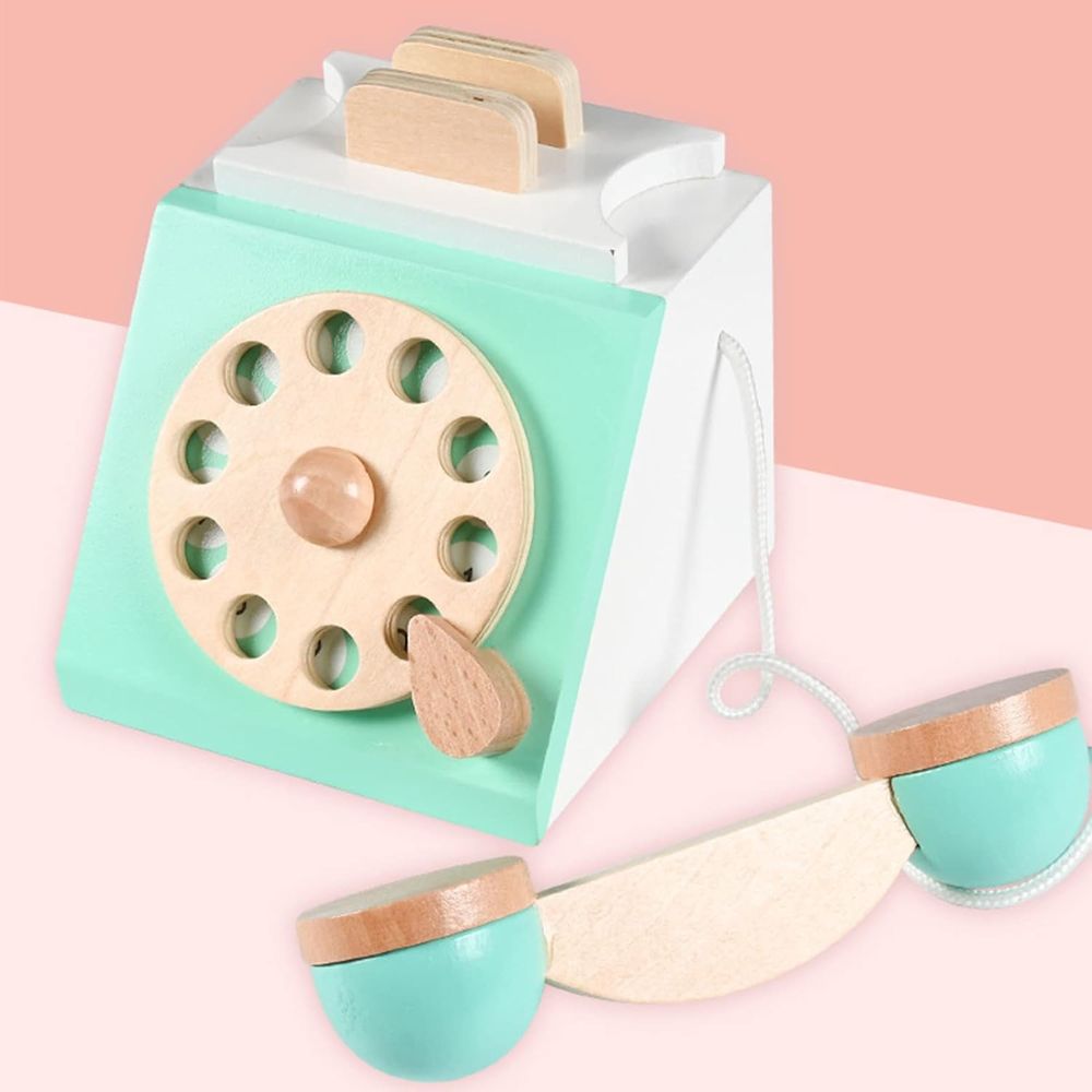Factory Price - Interactive Retro Wooden Telephone Toy - Green