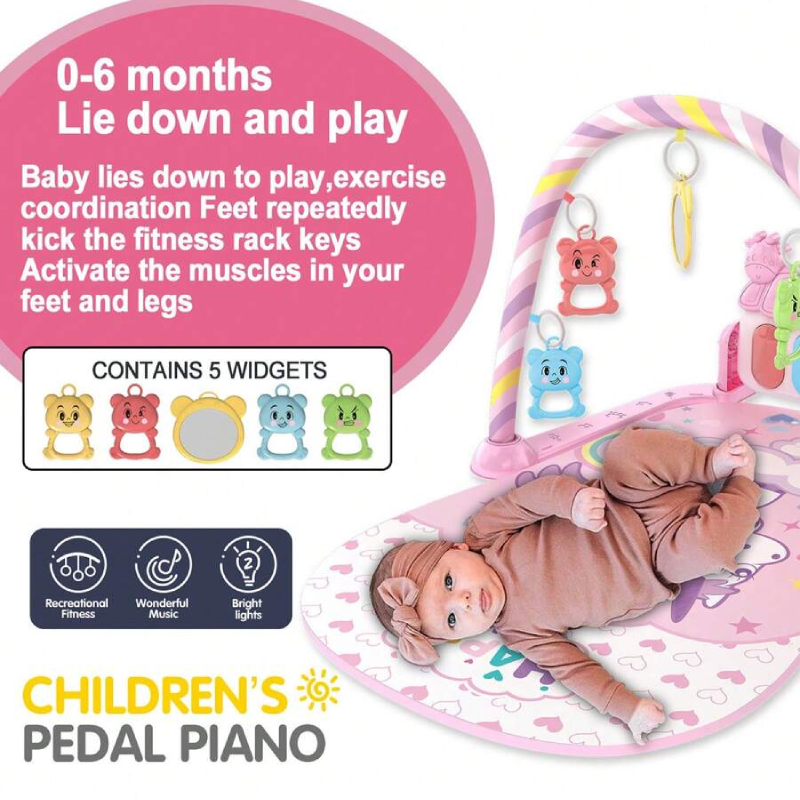 Factory Price - Nova Children Pedal Piano With Music And Lights - A - Pink