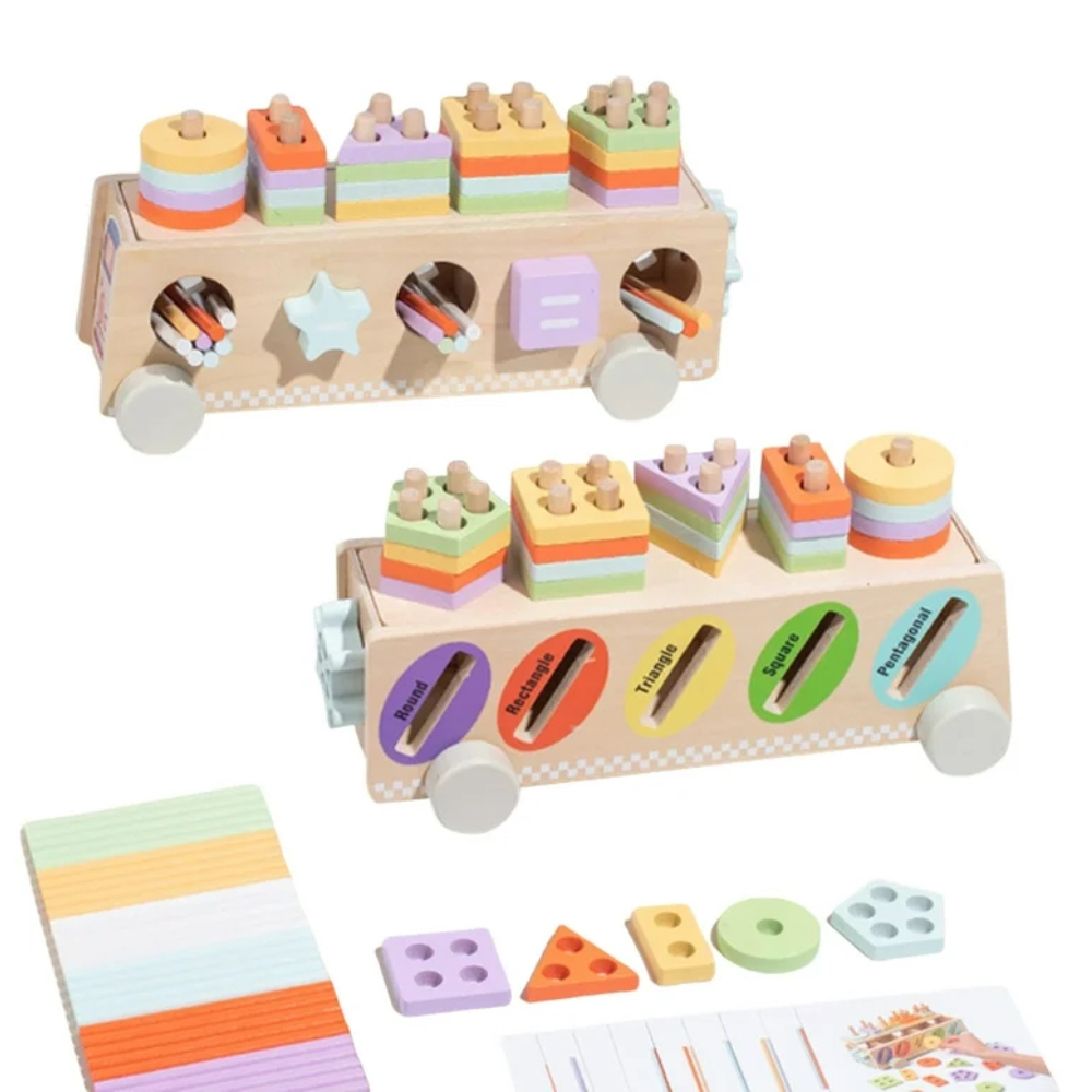 Factory Price - Montessori Multifunctional Wooden Shape Sorter With Color Sticks