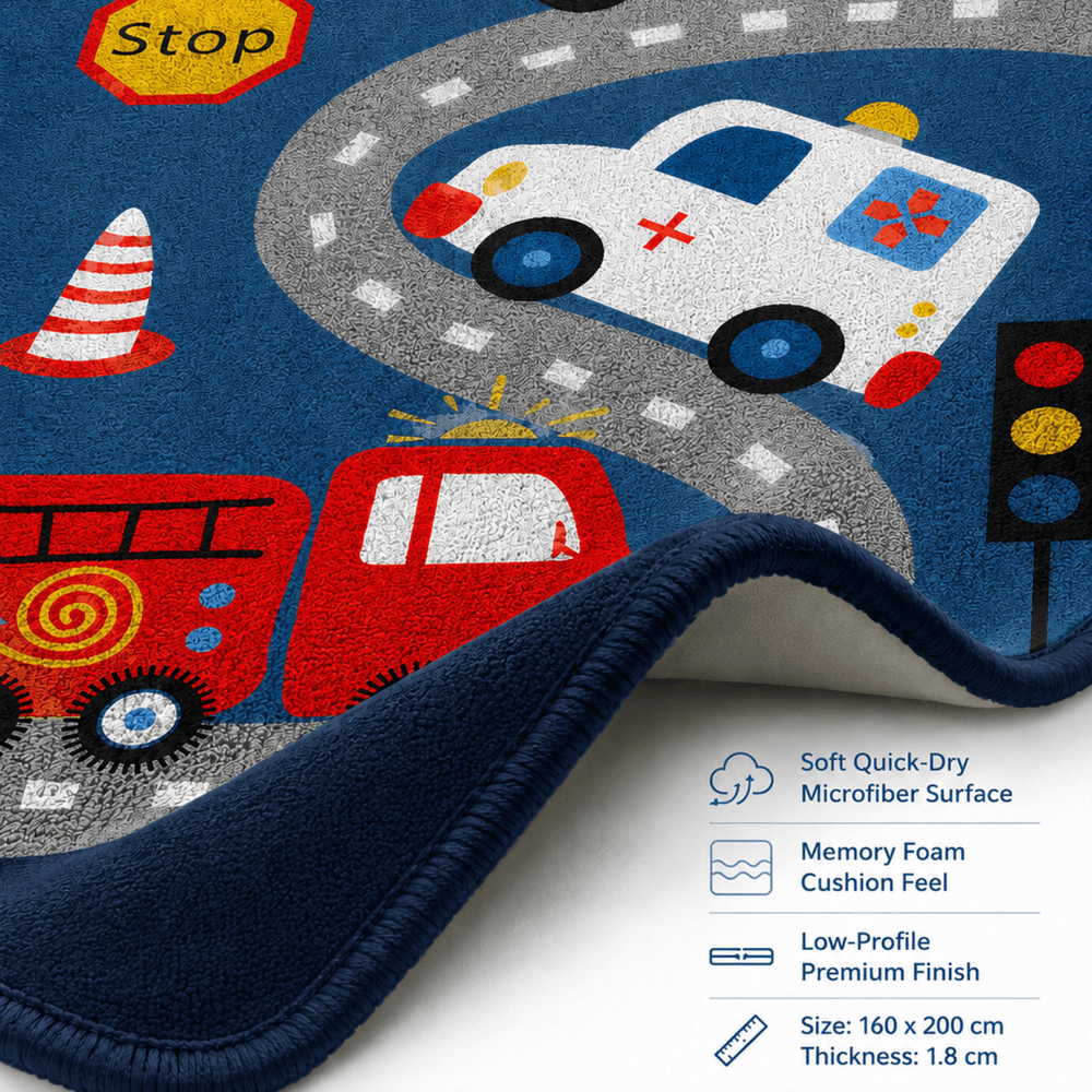 Factory Price - Kid's Kevin's Car Play Mat Rug - 160 x 200 cm
