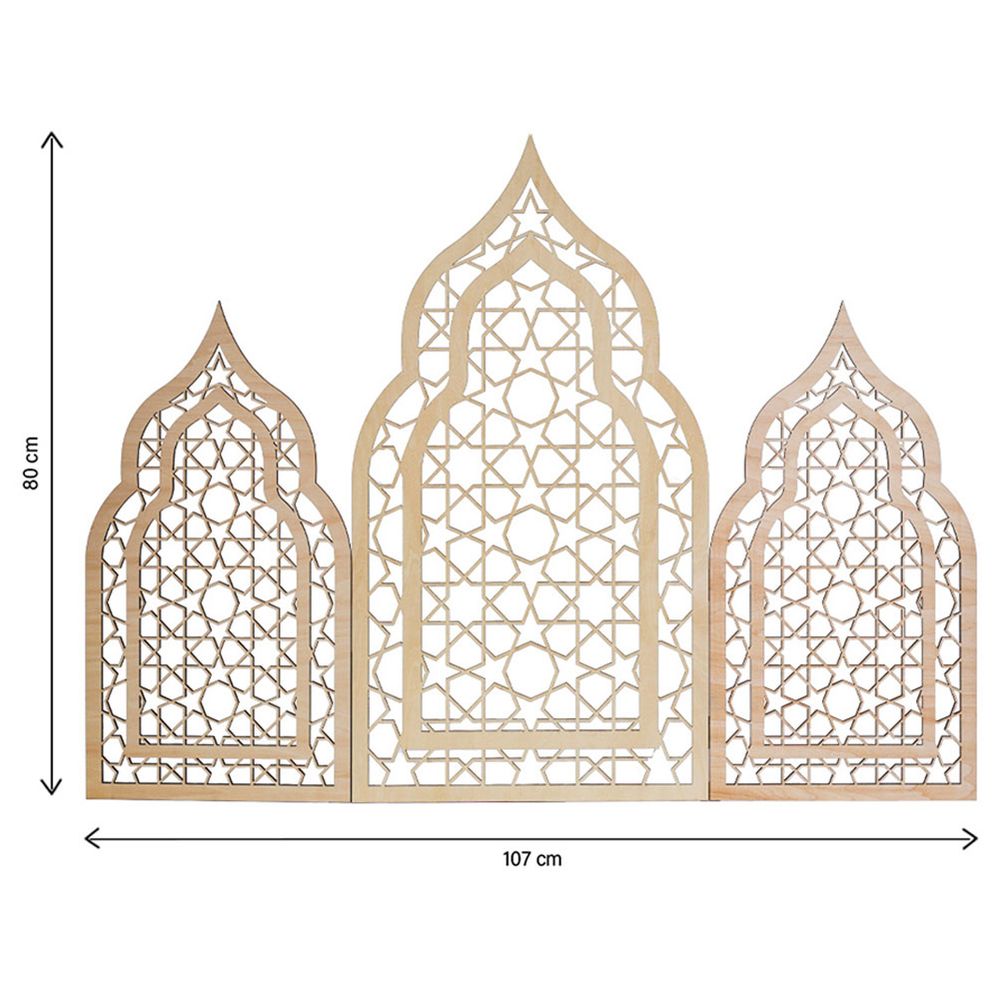 HilalFul - Wooden Trio Mosque Display - Beige