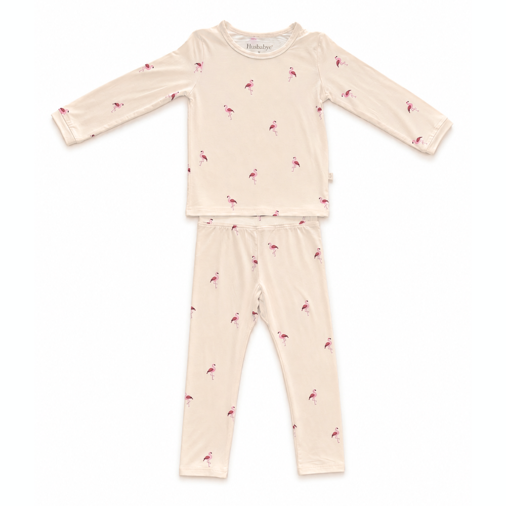 Hushabye - 2pc-Set - Girl's Flamingo Printed Pyjama Top & Pants - Pink
