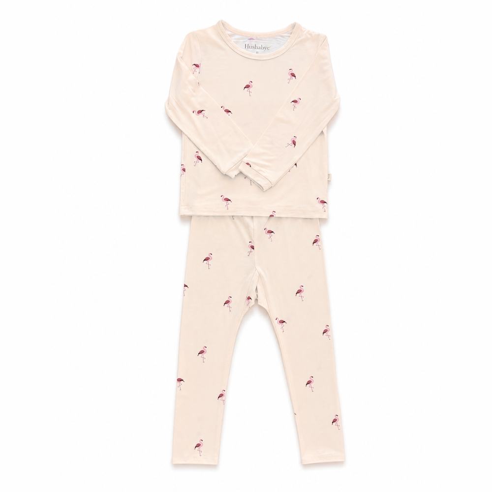 Hushabye - 2pc-Set - Girl's Flamingo Printed Pyjama Top & Pants - Pink