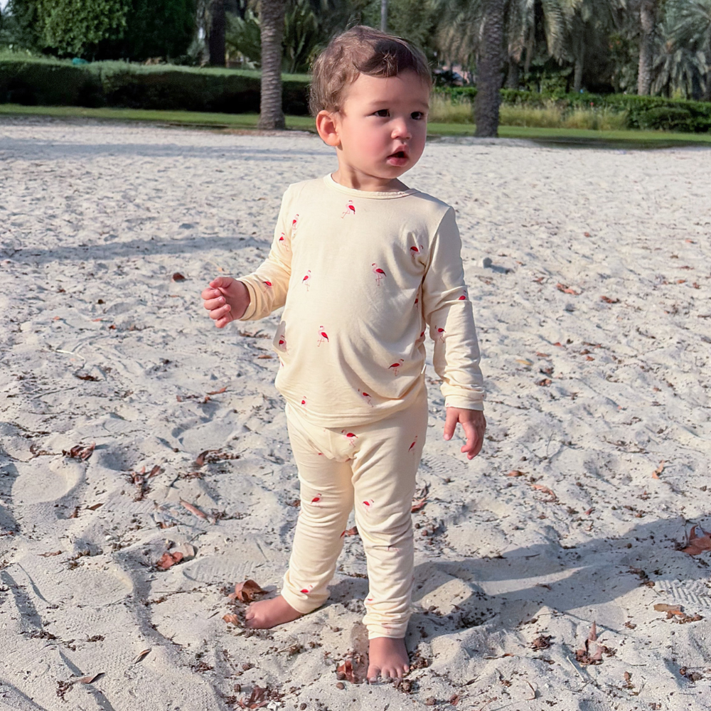 Hushabye - 2pc-Set - Girl's Flamingo Printed Pyjama Top & Pants - Pink