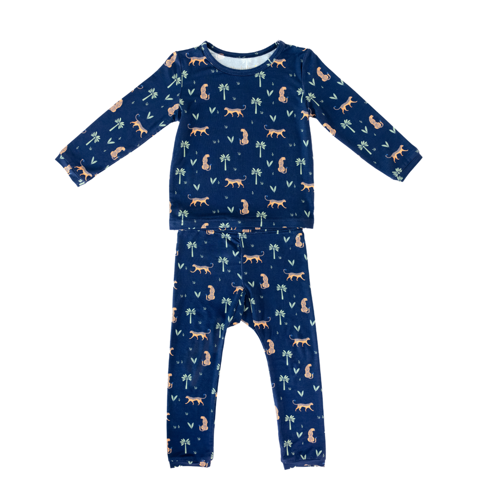 Hushabye Arabian Leopard Print Bamboo Pyjama Set - Blue - 2 Pcs
