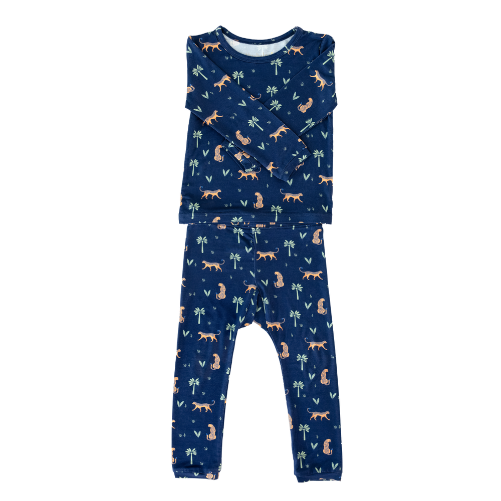 Hushabye Arabian Leopard Print Bamboo Pyjama Set - Blue - 2 Pcs