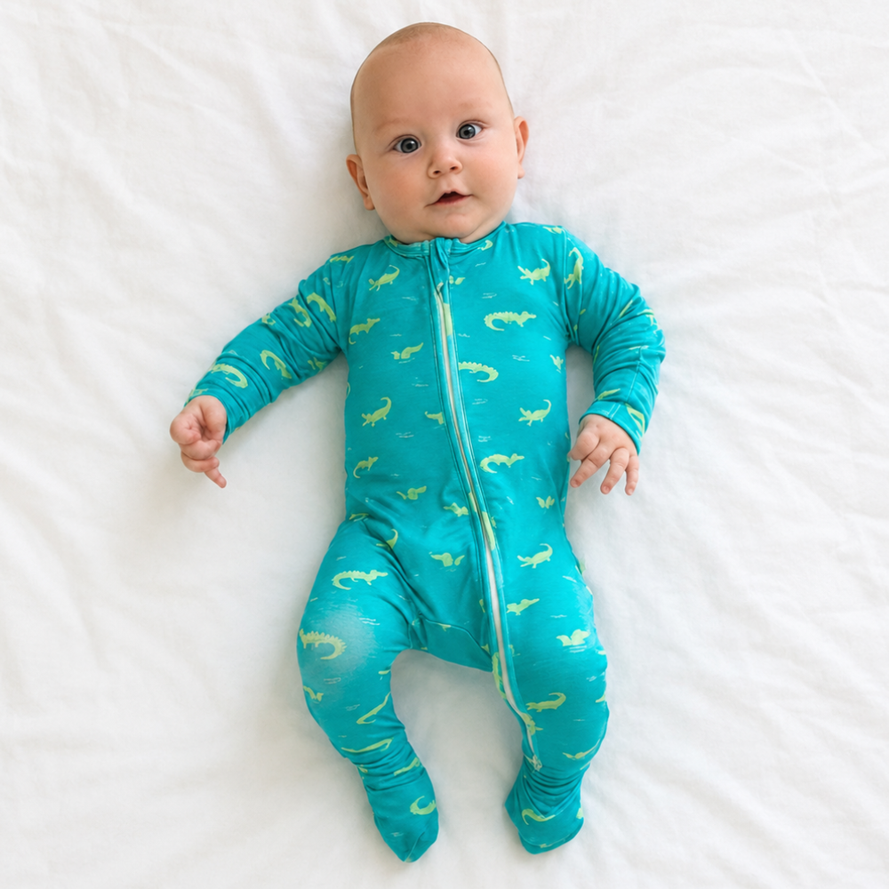 Hushabye Zippered Bamboo Sleepsuit Crocodile - 3 Pcs