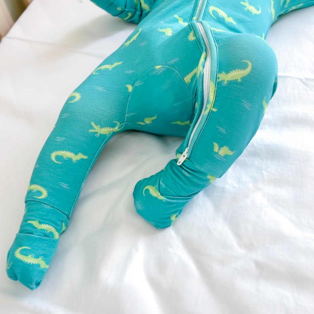Hushabye Zippered Bamboo Sleepsuit Crocodile - 3 Pcs
