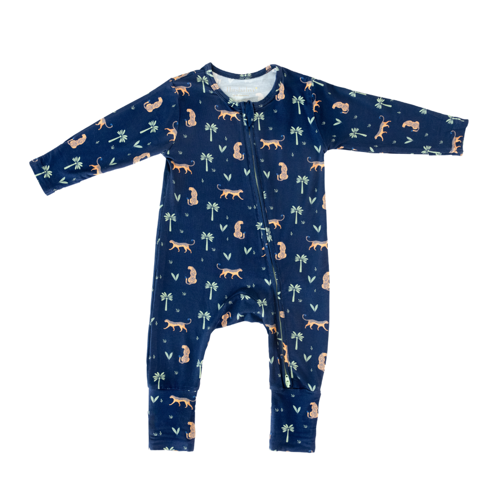 Hushabye Arabian Leopard Print Bamboo Sleepsuit - Blue