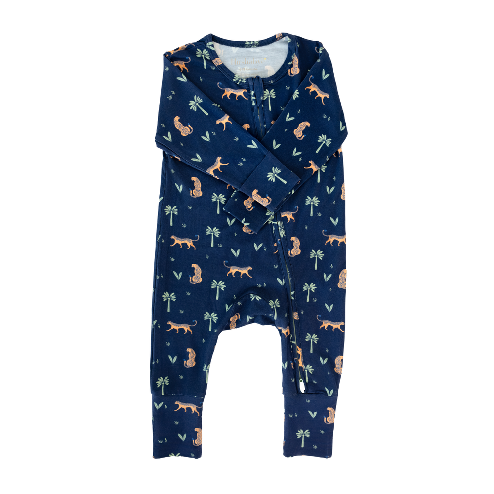 Hushabye Arabian Leopard Print Bamboo Sleepsuit - Blue