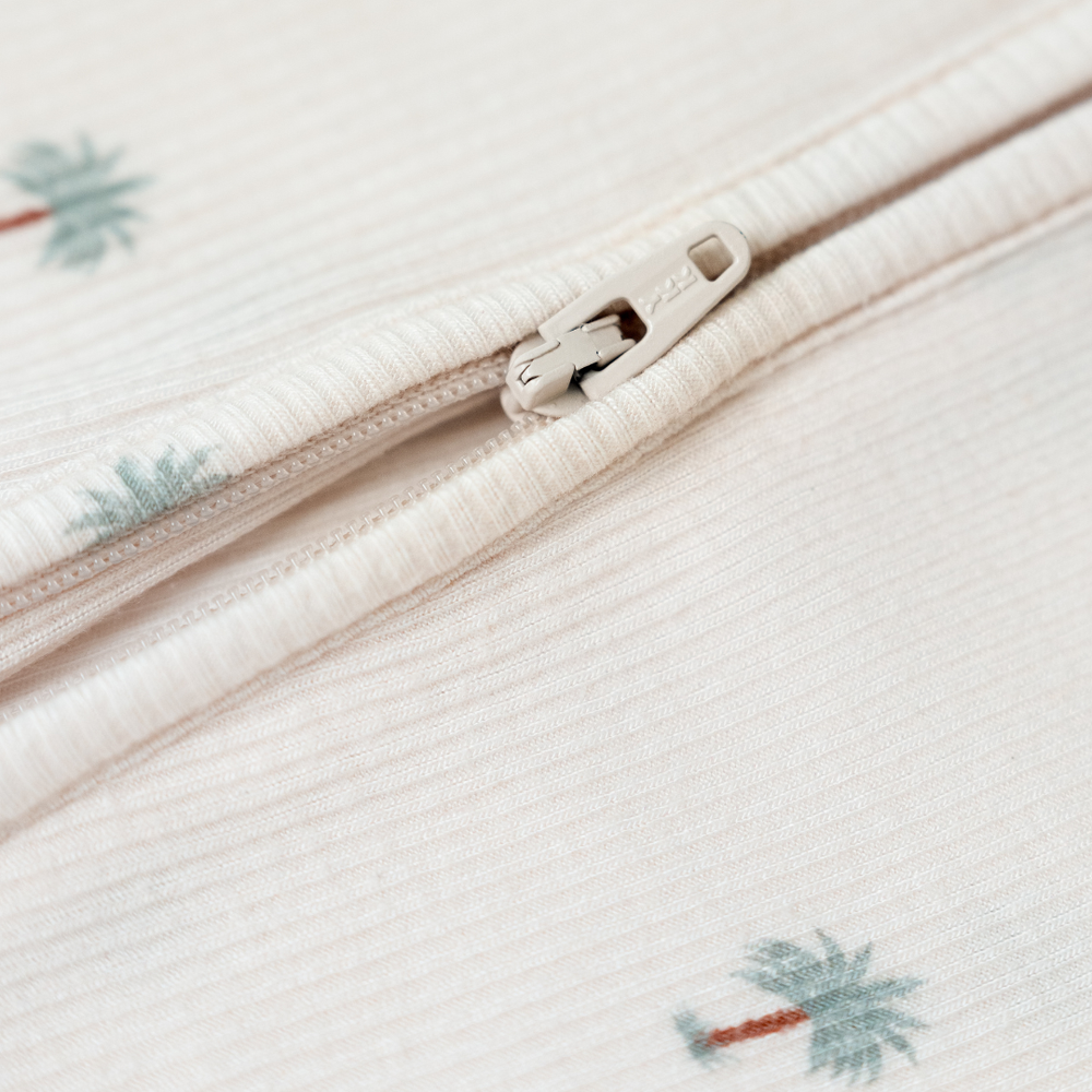 Hushabye Ribbed Bamboo Date Palm Printed Zippered Sleepsuit