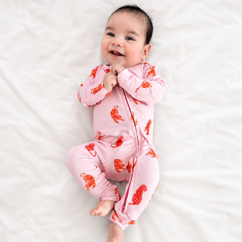 Hushabye Zippered Bamboo Sleepsuit Tiger - 3 Pcs
