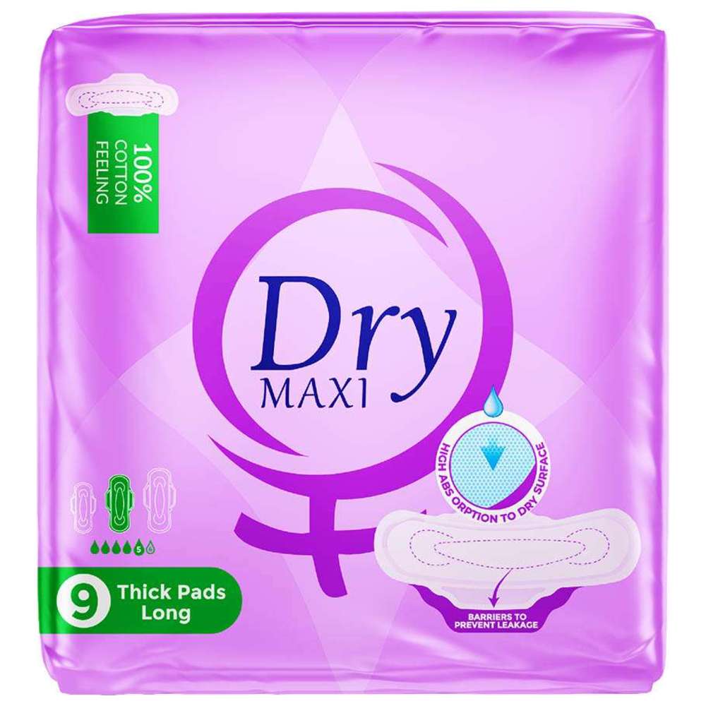 Dry - Maxi Thick Pads - Long - 9 Pcs