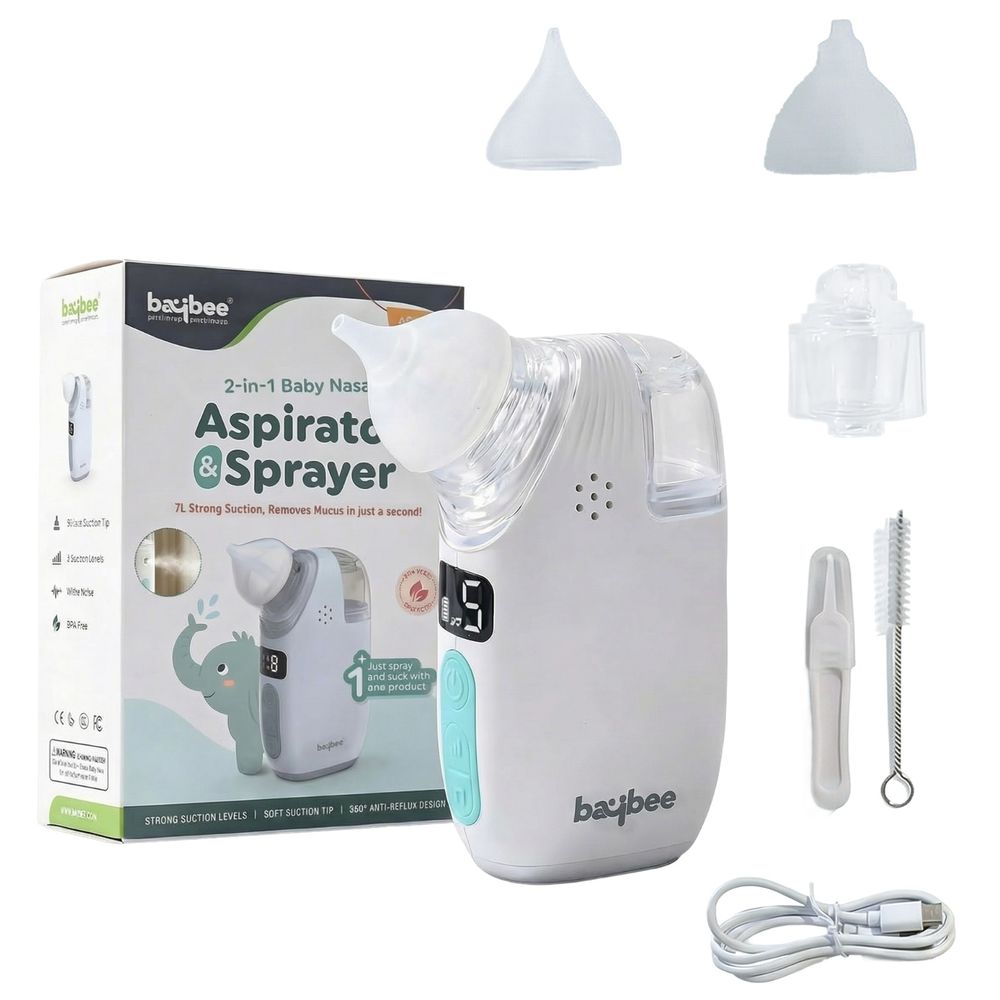 Baybee - Baby Electric Nasal Aspirator With Sucker Sprayer - White/Grey