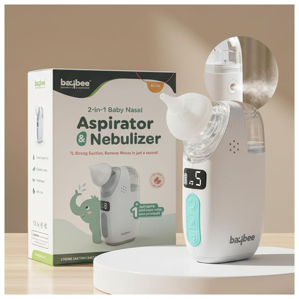 Baybee - Baby Electric Nasal Aspirator With Sucker Sprayer - White/Grey