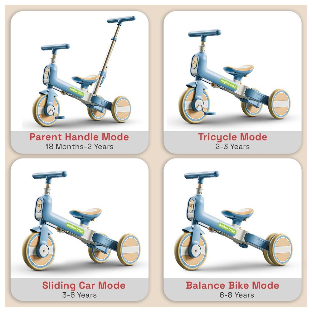 Baybee - Novak 4-in-1 Convertible Baby Tricycle - Blue