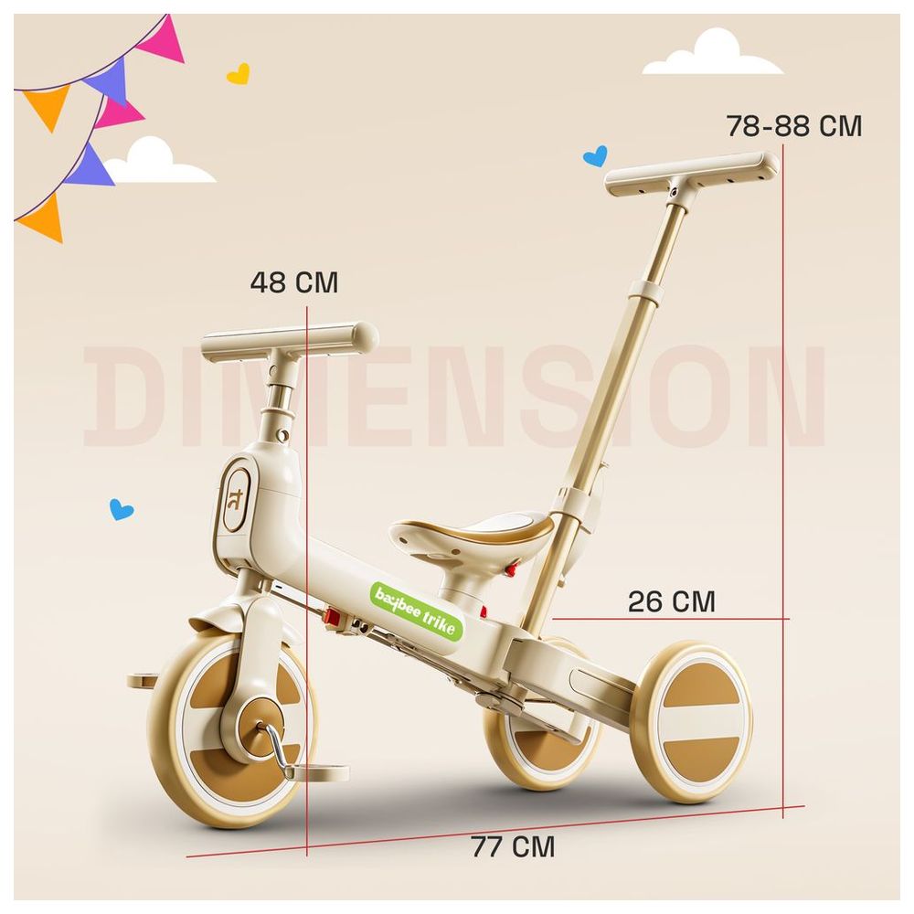 Baybee - Novak 4-in-1 Convertible Baby Tricycle - Brown