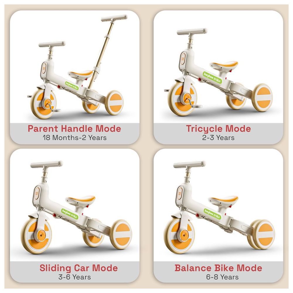 Baybee - Novak 4-in-1 Convertible Baby Tricycle - Orange