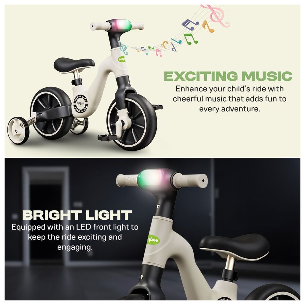 Baybee - Buzzy 2-in-1 Convertible Baby Tricycle - Black