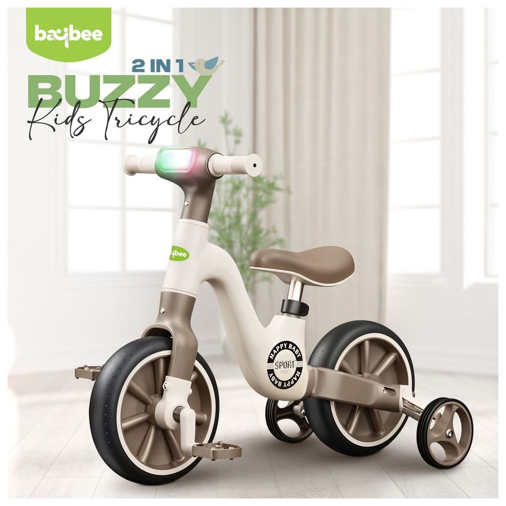Baybee - Buzzy 2-in-1 Convertible Baby Tricycle - Brown
