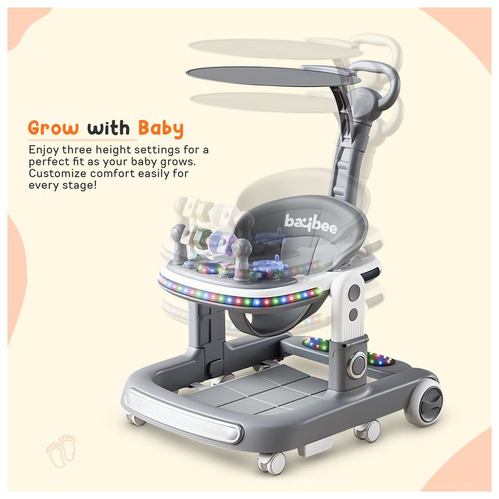 Baybee - 2-in-1 Versatile Push Baby Walker - Grey