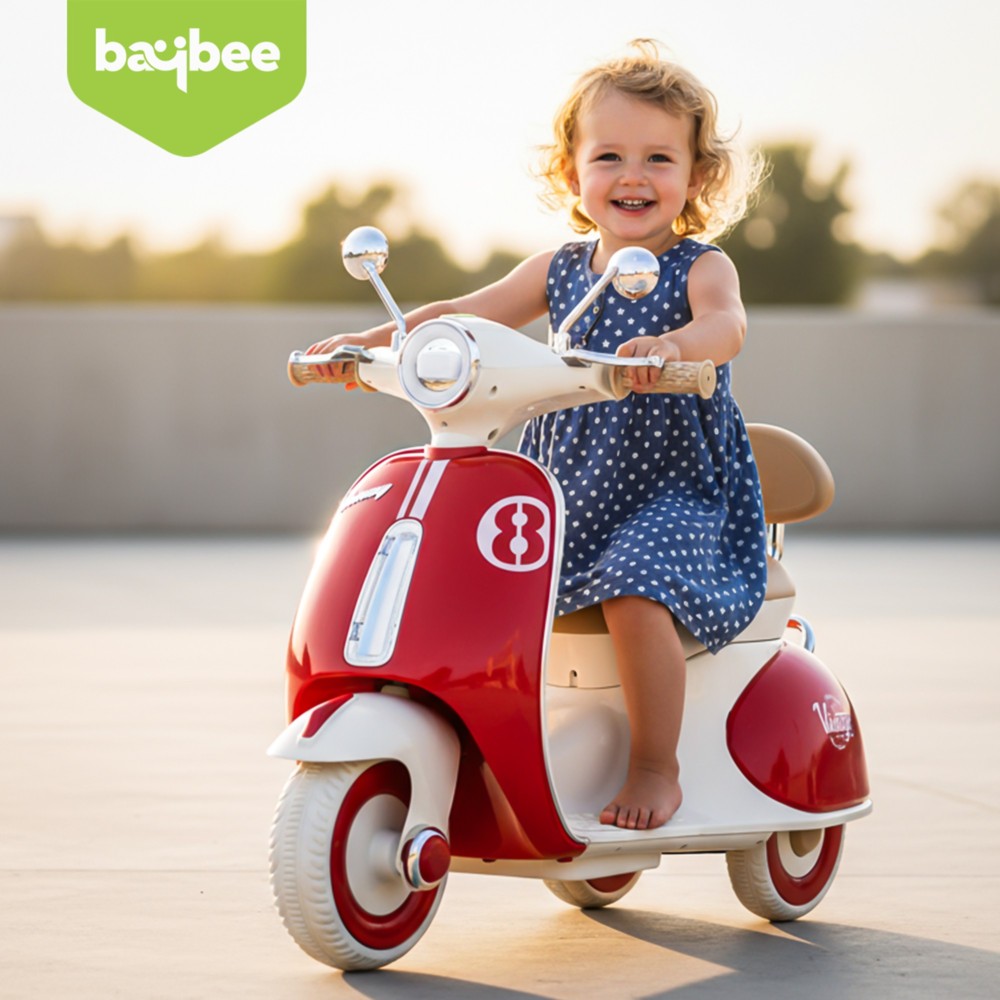 Baybee - Kids Vintage Ride-On Scooty With Light And Music - 12 V