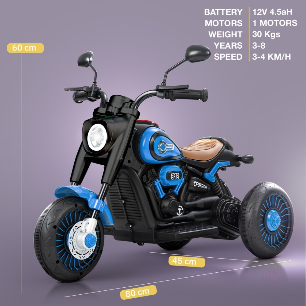 Baybee - Kids Electric Ride-On Motorbike With LED Light, Music And Foot Accelerator - 12 V